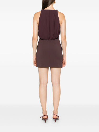 Elisabetta Franchi Chain-Embellished Sleeveless Mini Dress Bordeaux