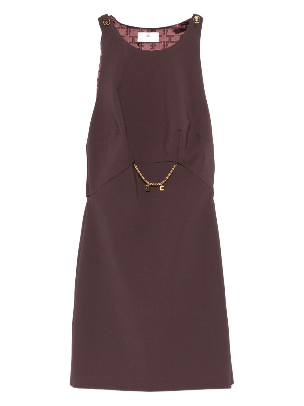 Elisabetta Franchi Chain-Embellished Sleeveless Mini Dress Bordeaux