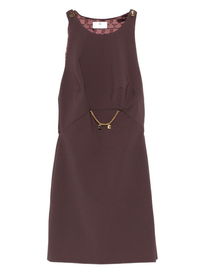 Elisabetta Franchi Chain-Embellished Sleeveless Mini Dress Bordeaux