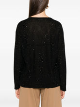 Fabiana Filippi V-Neck Fine Knit Glitter Wool Sweater Black