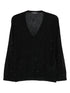 Fabiana Filippi V-Neck Fine Knit Glitter Wool Sweater Black