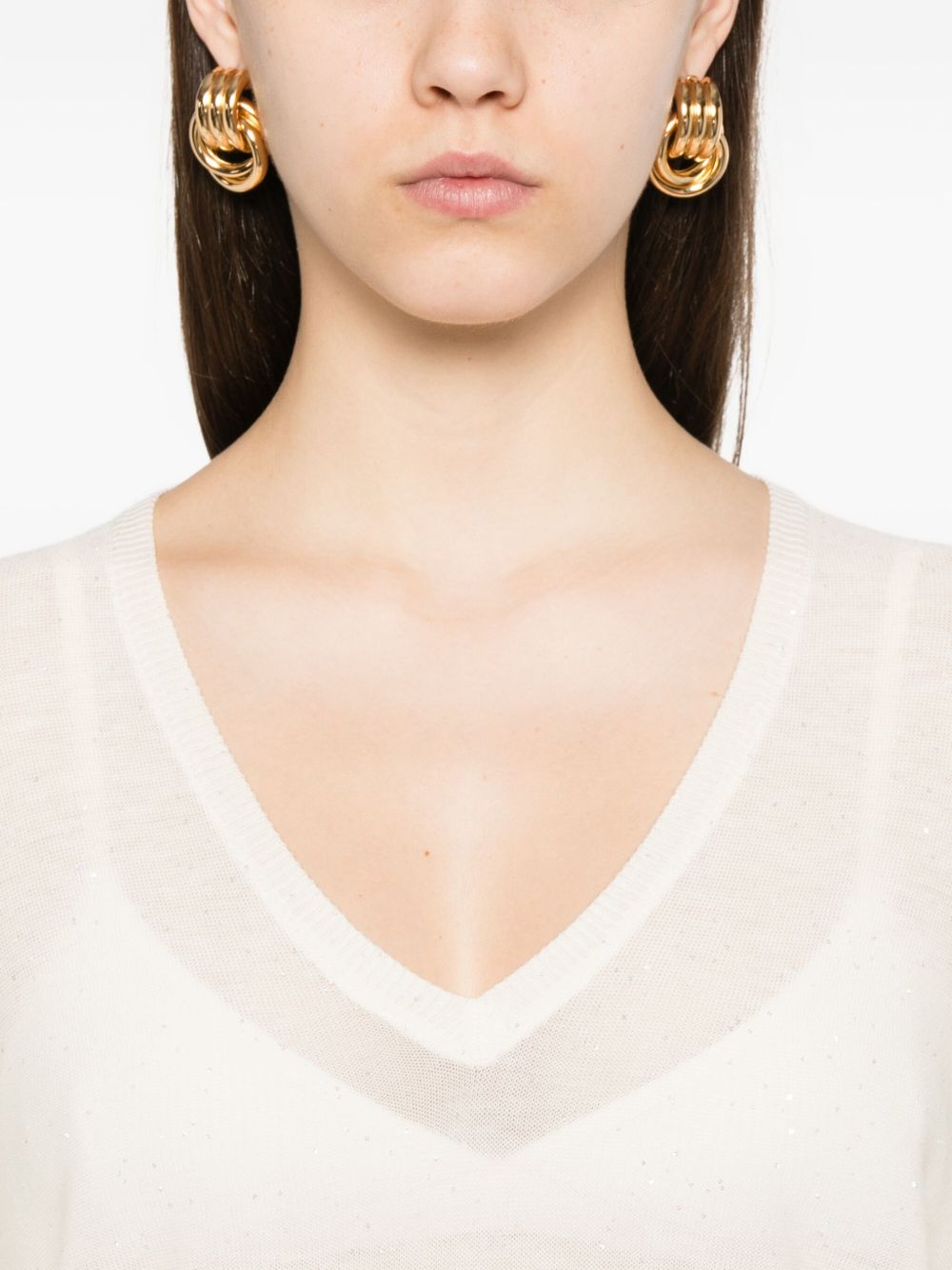 Fabiana Filippi V-Neck Wool Sweater White