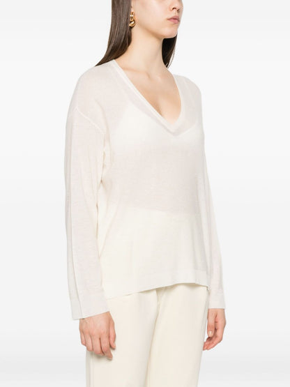 Fabiana Filippi V-Neck Wool Sweater White