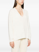 Fabiana Filippi V-Neck Ribbed Wool Sweater Beige
