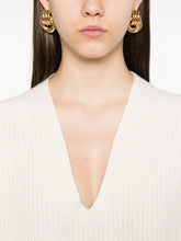 Fabiana Filippi V-Neck Ribbed Wool Sweater Beige