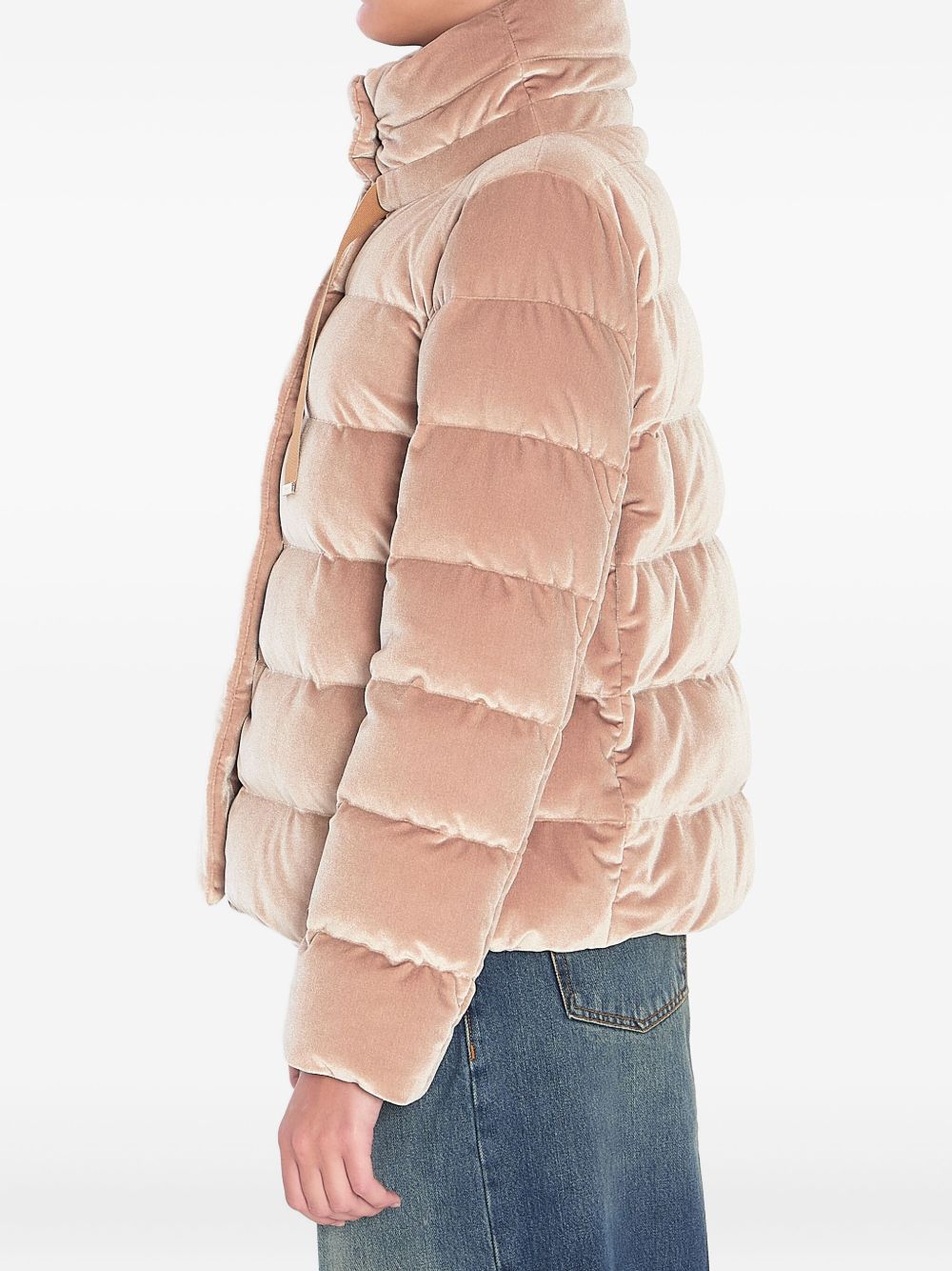 Herno Short Quilted Velvet Down Jacket Camel camel