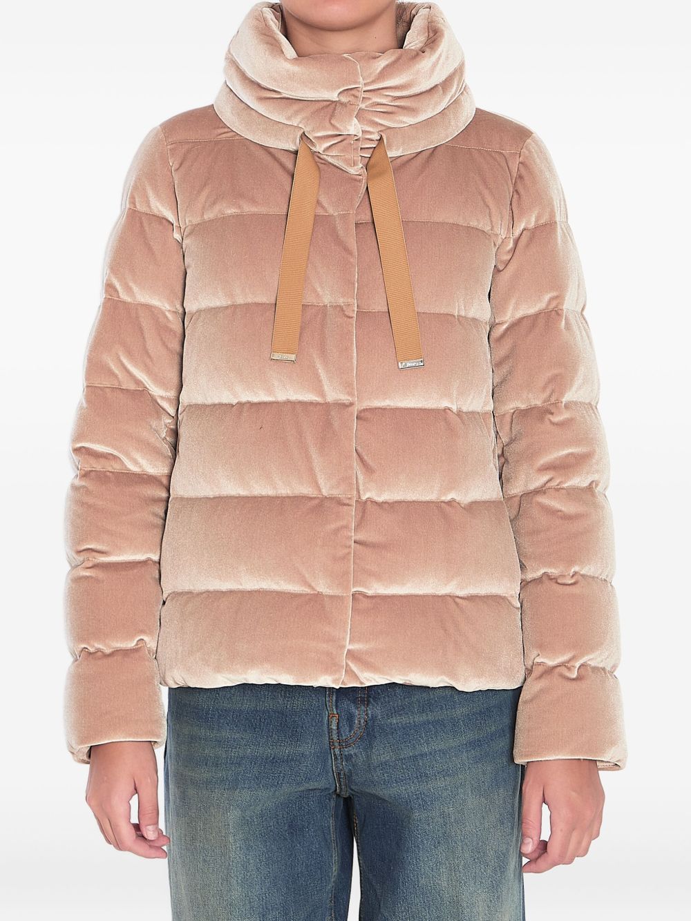 Herno Short Quilted Velvet Down Jacket Camel camel