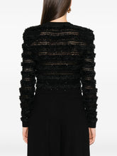 Balmain Sequin-Embellished Cropped Tweed Cardigan Black