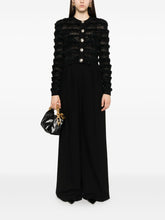 Balmain Sequin-Embellished Cropped Tweed Cardigan Black