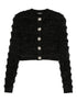 Balmain Sequin-Embellished Cropped Tweed Cardigan Black