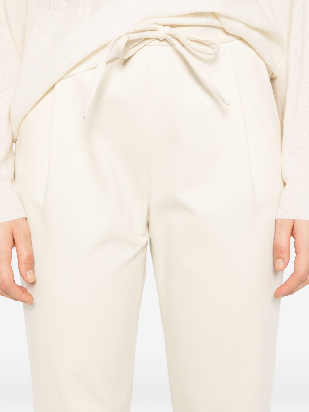 Fabiana Filippi Slim Pleated Drawstring Trousers Beige
