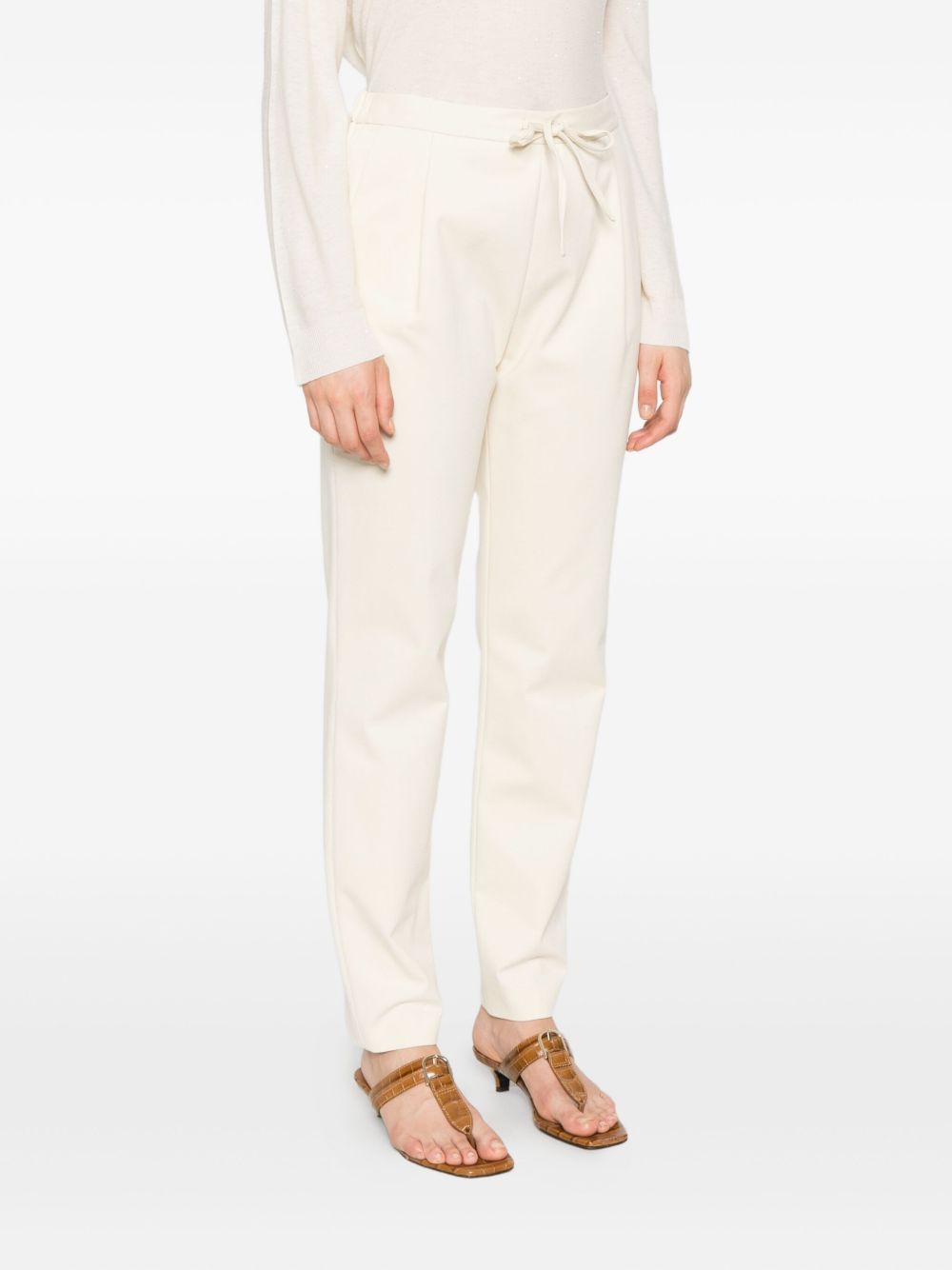 Fabiana Filippi Slim Pleated Drawstring Trousers Beige