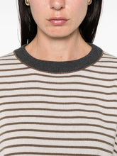 Brunello Cucinelli Ivory Wool and Cashmere Striped Crewneck Sweater Ivory