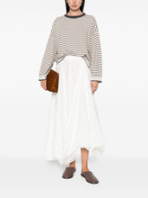 Brunello Cucinelli Ivory Wool and Cashmere Striped Crewneck Sweater Ivory