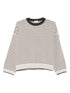 Brunello Cucinelli Ivory Wool and Cashmere Striped Crewneck Sweater Ivory