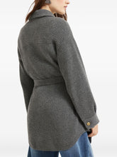 Brunello Cucinelli Ribbed-Knit Wool and Cashmere Belted Cardigan Grey