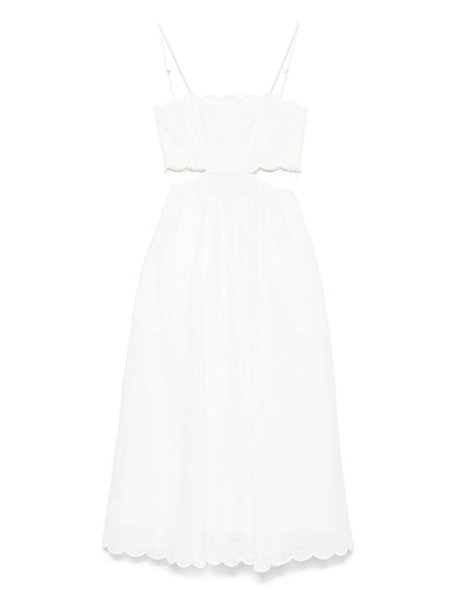 Zimmermann Rhiannon Linen Midi Dress in Ivory