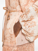 Zimmermann Salmon Pink Linen Belted Midi Dress MultiColour
