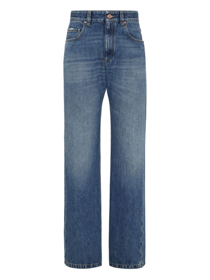Brunello Cucinelli High-Waisted Blue Denim Jeans Blue