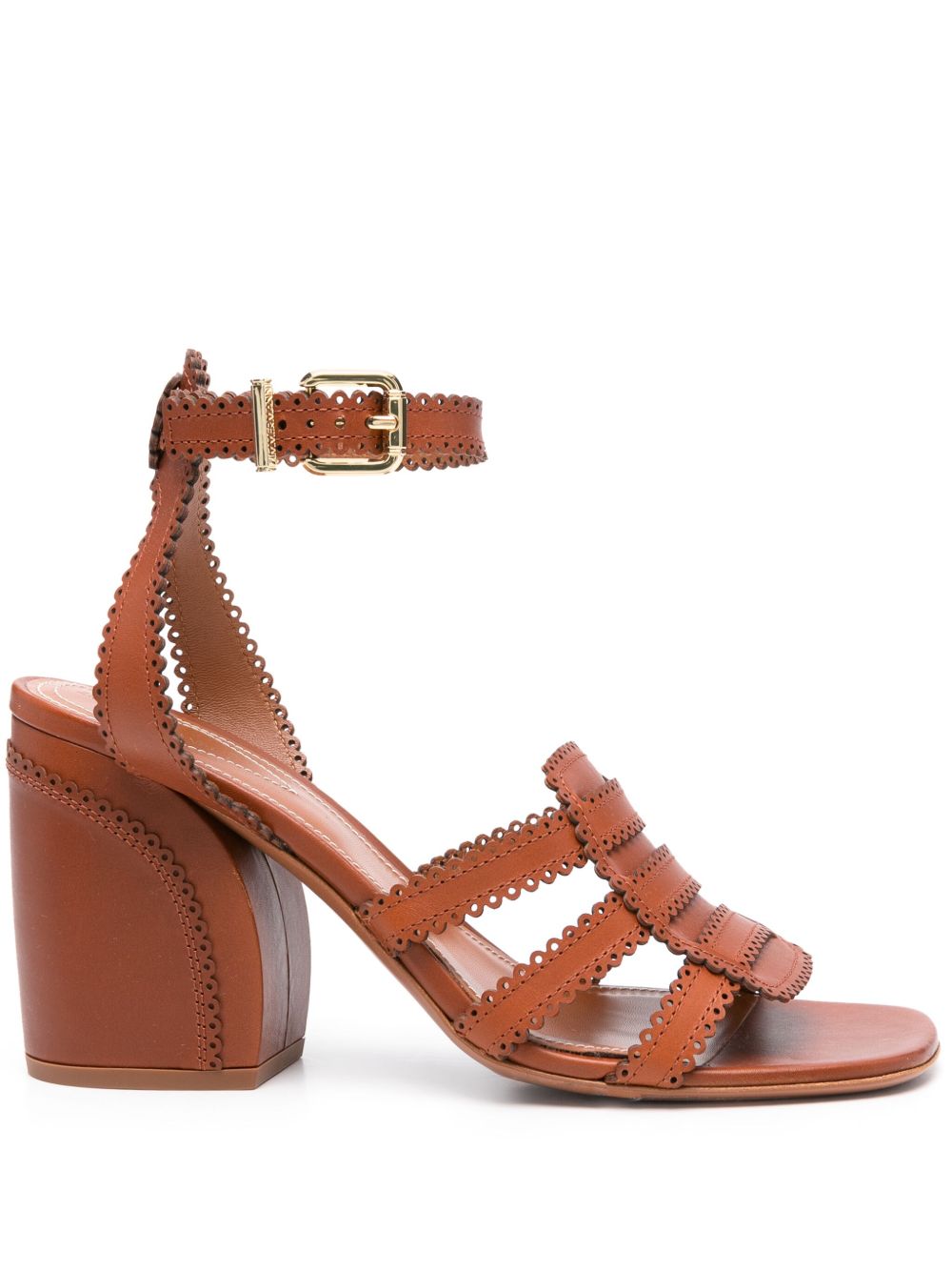 Zimmermann Goldie Silk-Nylon Leather Sandals Powder