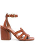 Zimmermann Goldie Silk-Nylon Leather Sandals Powder
