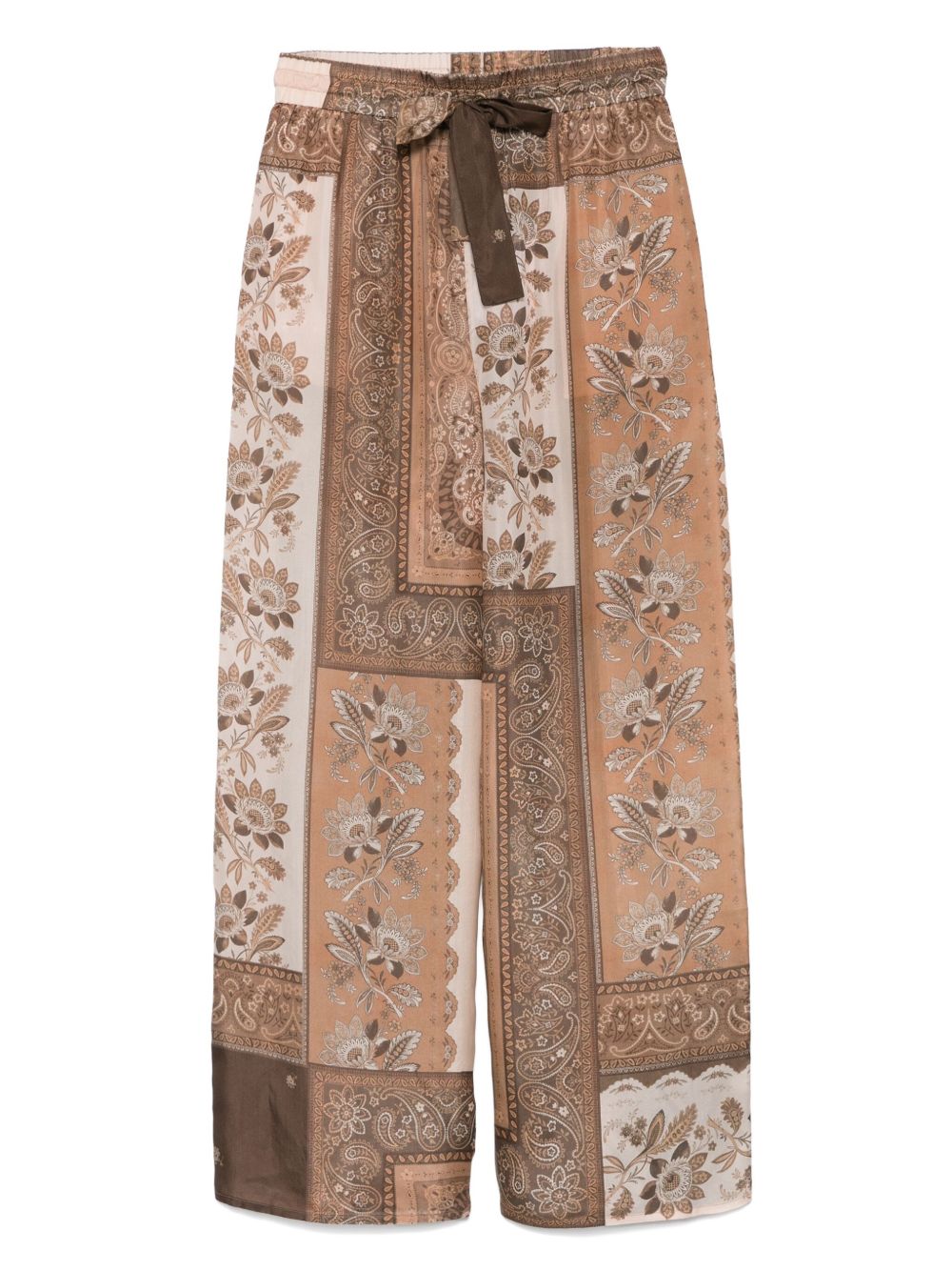 Zimmermann Lucky Printed Silk Wide-Leg Trousers Brown