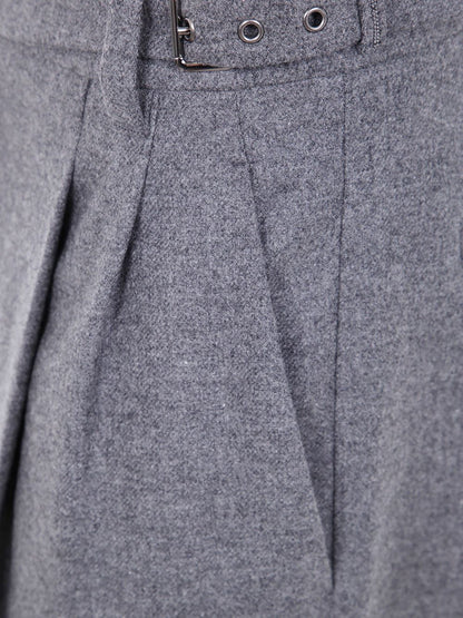 Brunello Cucinelli High-Rise Pleated Wool Trousers Grey Grey