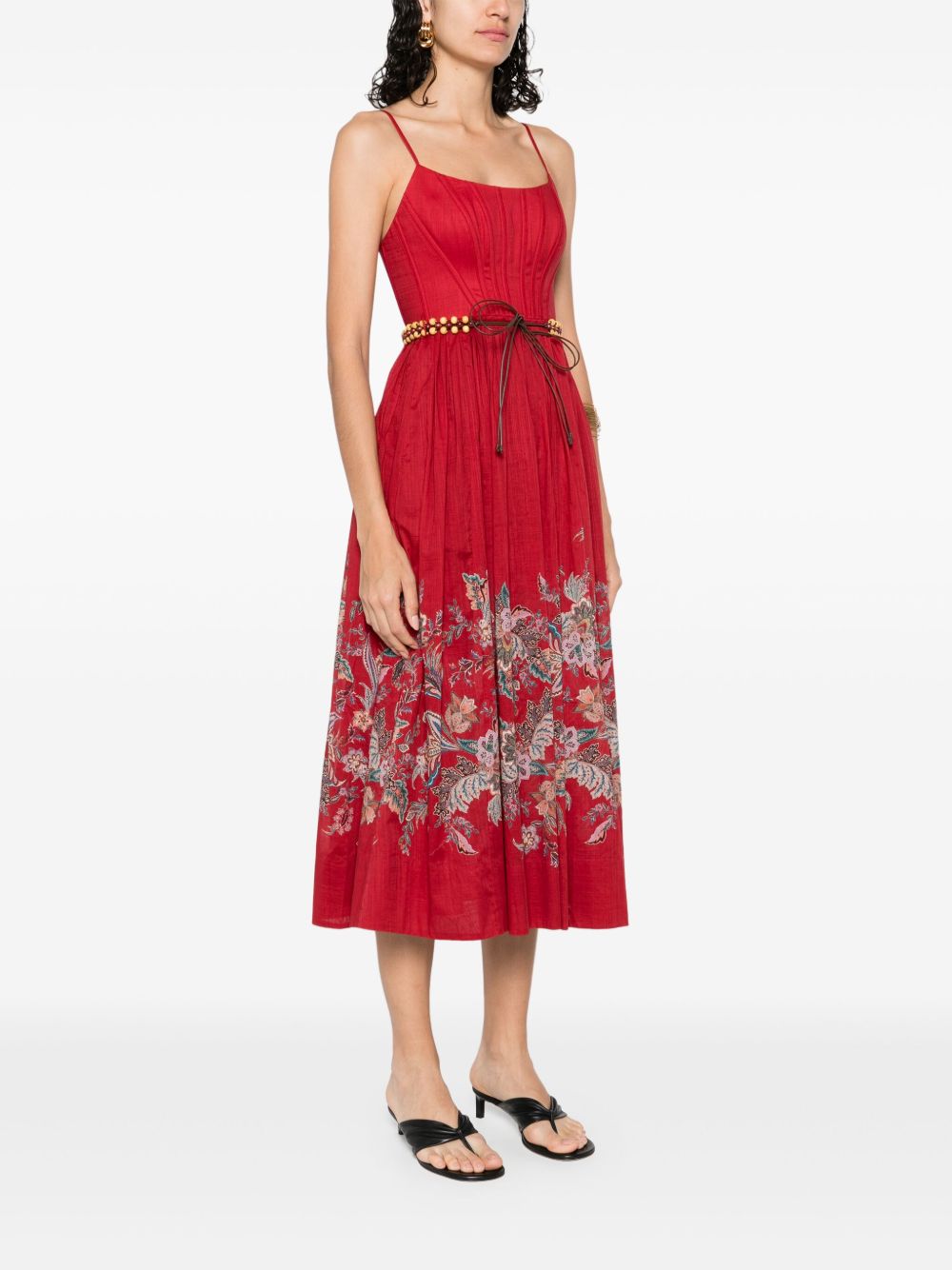 Zimmermann Rhiannon Printed Midi Dress Red