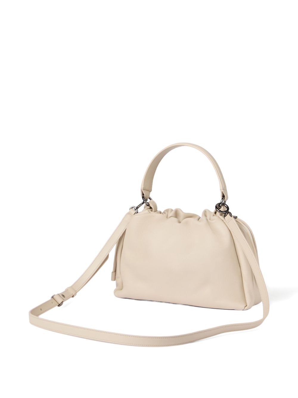Brunello Cucinelli Mellow Small Soft Leather Bucket Bag Ivory