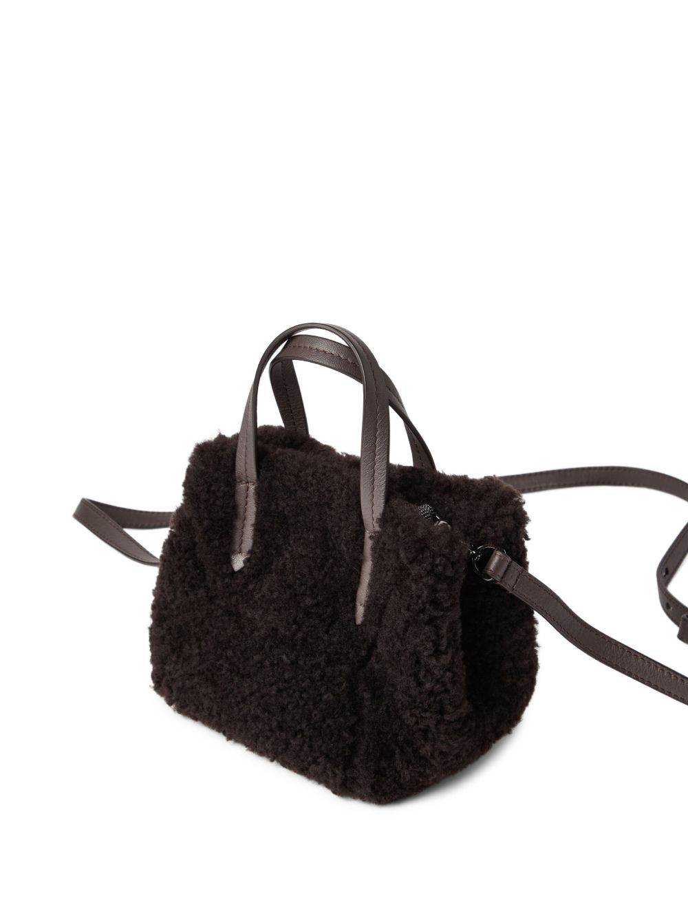 Brunello Cucinelli BC Duo Mini Shearling Shopper Bag Brown