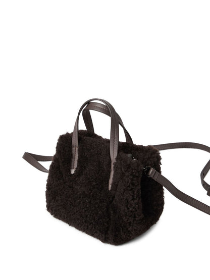 Brunello Cucinelli BC Duo Mini Shearling Shopper Bag Brown