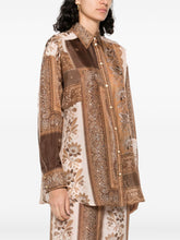 Zimmermann Lucky Printed Silk Shirt Brown