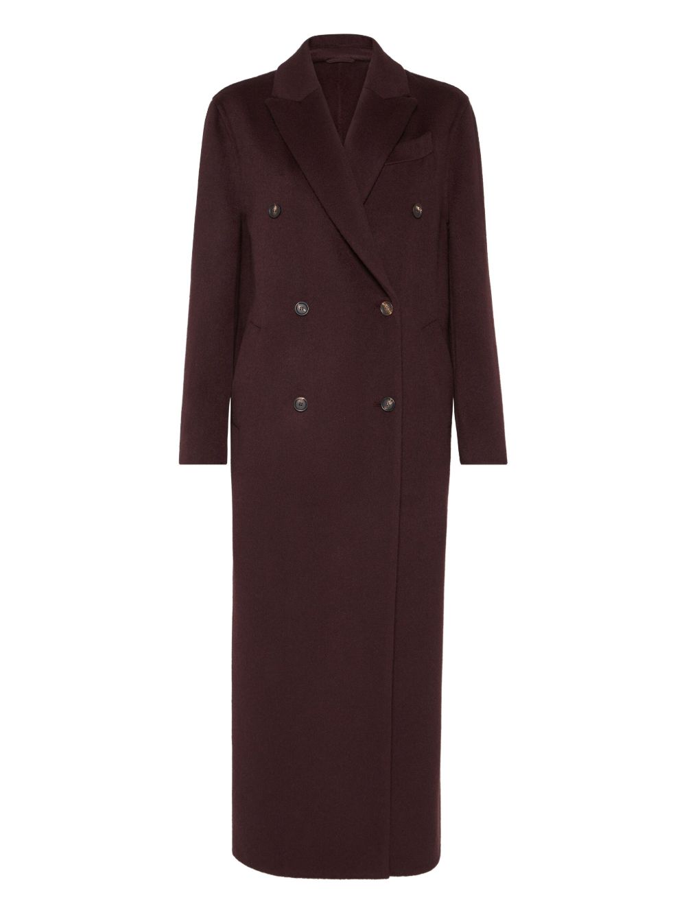 Brunello Cucinelli Double-Breasted Cashmere Coat Bordeaux Bordeaux