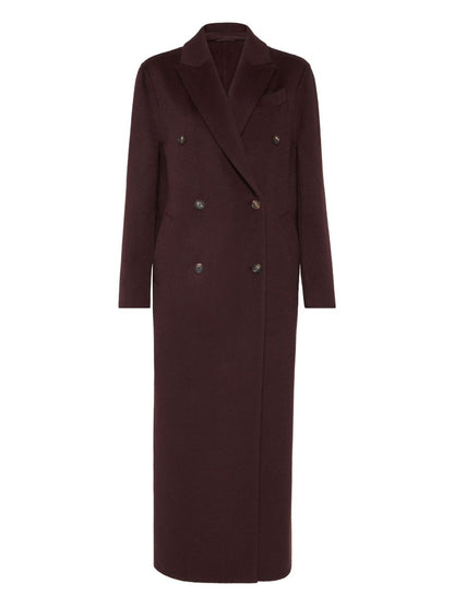 Brunello Cucinelli Double-Breasted Cashmere Coat Bordeaux Bordeaux