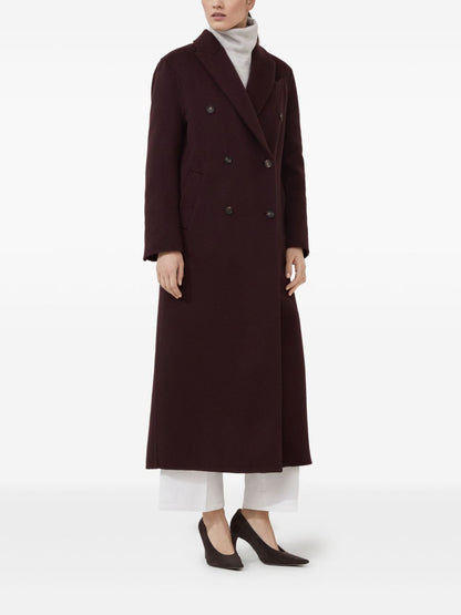 Brunello Cucinelli Double-Breasted Cashmere Coat Bordeaux Bordeaux