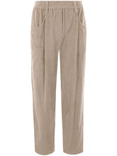 Brunello Cucinelli High-Waisted Stretch Corduroy Trousers Beige