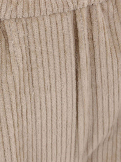 Brunello Cucinelli High-Waisted Stretch Corduroy Trousers Beige