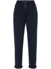 Brunello Cucinelli Elasticated Skinny Cotton-Silk Trousers Blue
