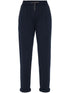 Brunello Cucinelli Elasticated Skinny Cotton-Silk Trousers Blue