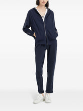 Brunello Cucinelli Elasticated Skinny Cotton-Silk Trousers Blue