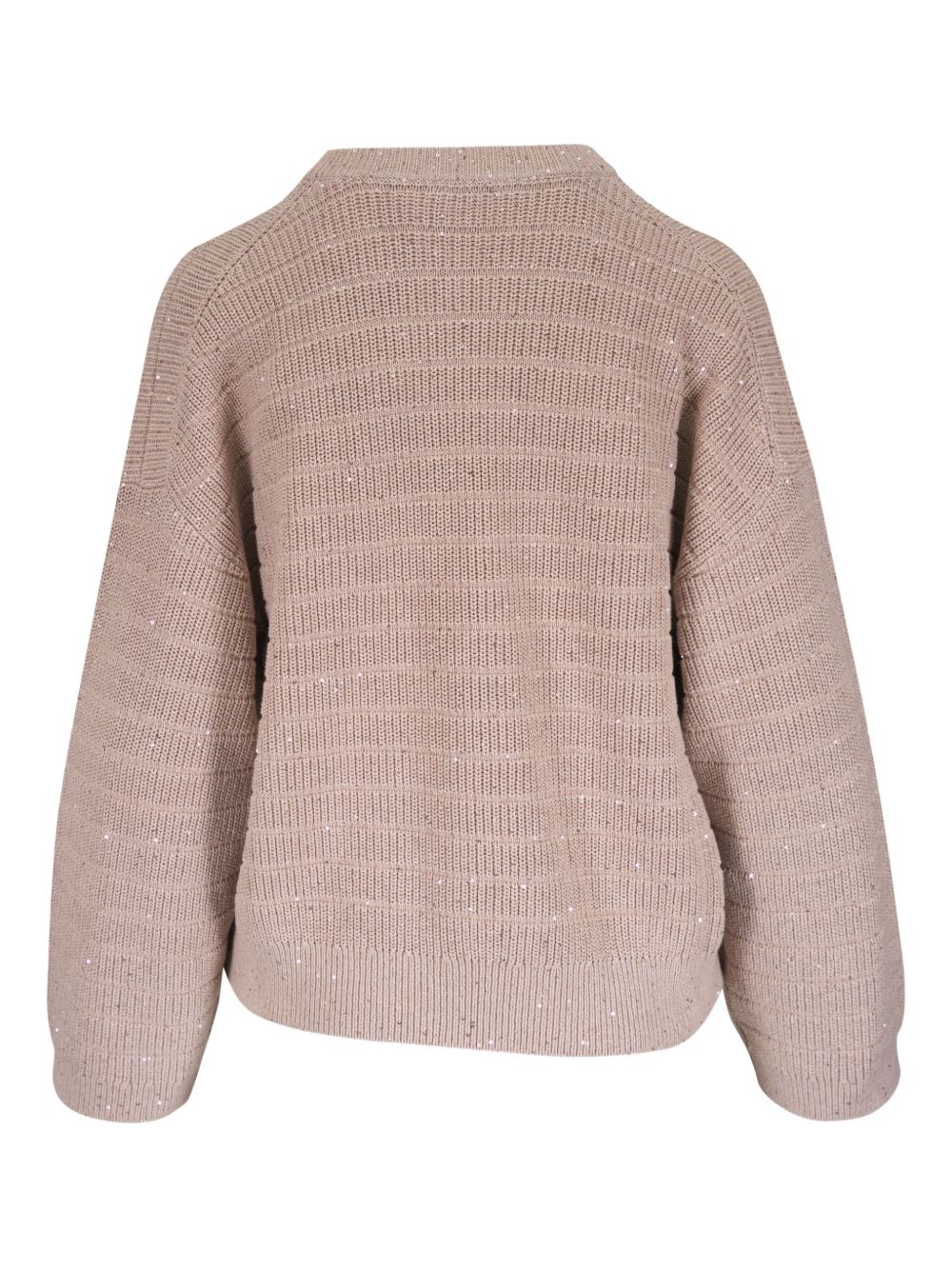 Brunello Cucinelli Cotton Diamond Crew-Neck Sweater Beige