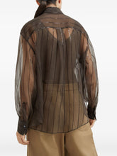 Brunello Cucinelli Silk Semi-Sheer Chocolate Brown Long-Sleeve Shirt Brown