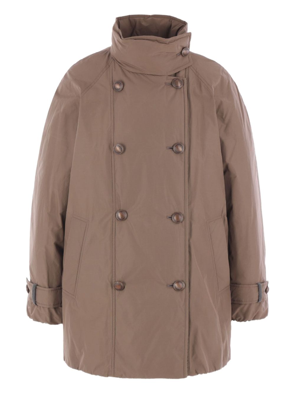 Brunello Cucinelli Double-Breasted Short Down Jacket Beige