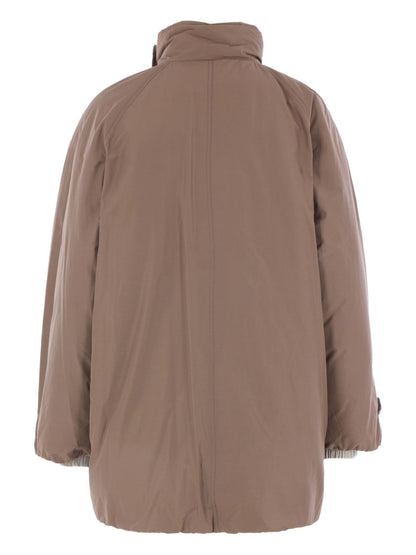 Brunello Cucinelli Double-Breasted Short Down Jacket Beige