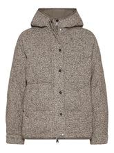 Brunello Cucinelli Chevron-Pattern Down Hoodie Coat Beige