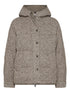 Brunello Cucinelli Chevron-Pattern Down Hoodie Coat Beige