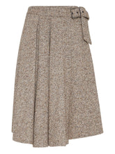 Brunello Cucinelli Textured Virgin Wool Knee-Length Skirt Beige
