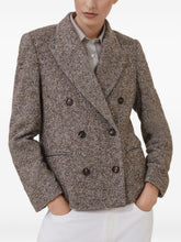 Brunello Cucinelli Single-Breasted Mélange Wool Jacket with Shiny Brown Details Brown
