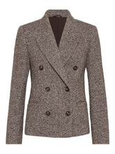 Brunello Cucinelli Single-Breasted Mélange Wool Jacket with Shiny Brown Details Brown