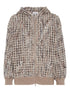 Brunello Cucinelli Embellished Sequin Hooded Wool-Blend Zip Sweater Beige